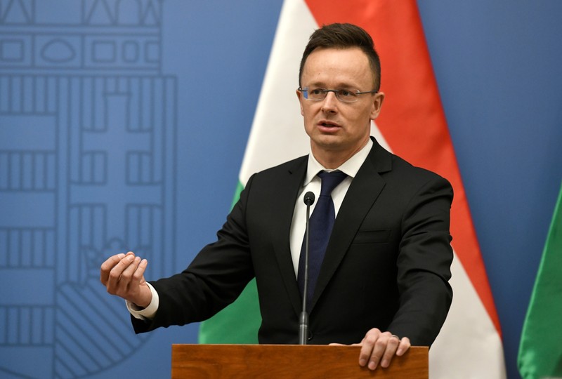 FILE PHOTO: Hungarian Foreign Minister Szijjarto attends a news conference with U.S. Secretary of State Pompeo in Budapest.