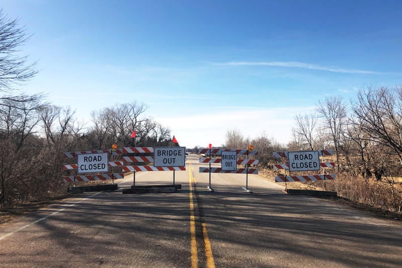 FILE PHOTO: Roads are closed following heavy floods near Monroe Nebraska