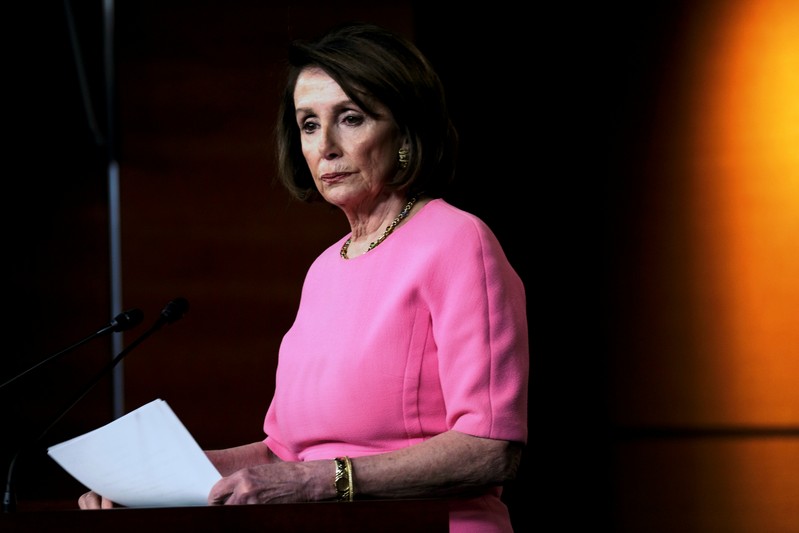 FILE PHOTO - U.S. House Speaker Nancy Pelosi (D-CA) holds her weekly news conference with Capitol Hill reporters in Washington