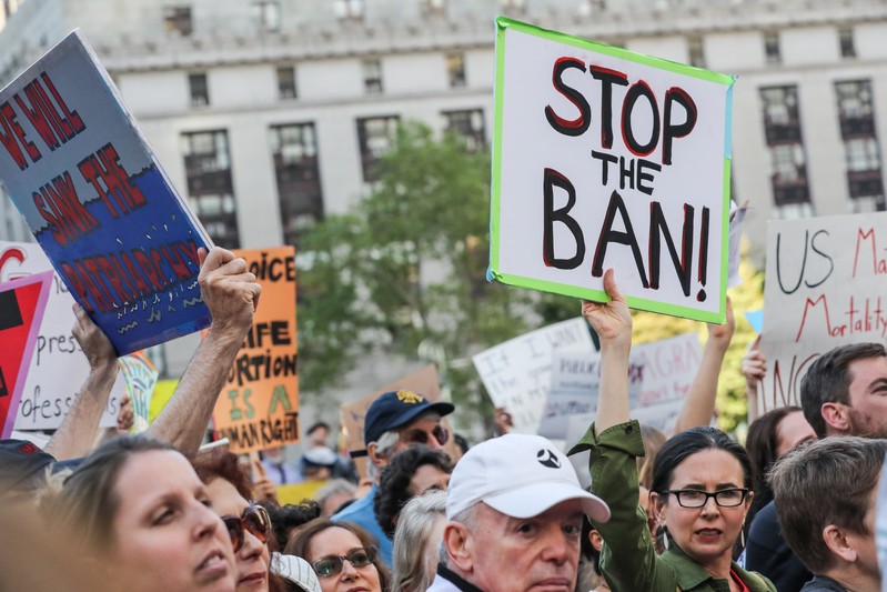 FILE PHOTO: Abortion-rights campaigners attend a rally in New York