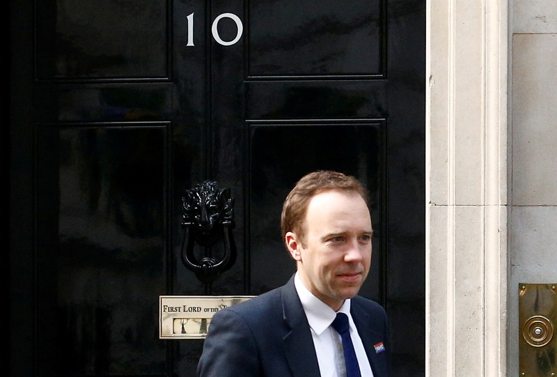 FILE PHOTO: Britain's Secretary of State for Health Matt Hancock is seen outside Downing Street in London
