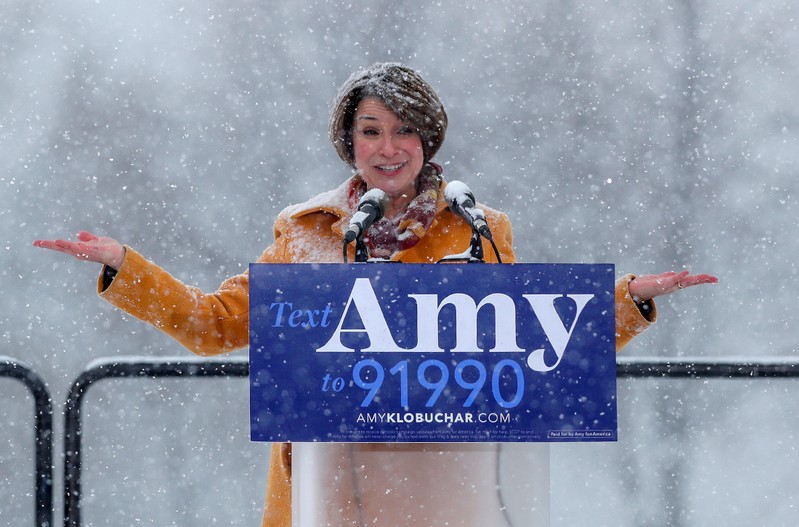 FILE PHOTO: U.S. Senator Amy Klobuchar speaks in Minneapolis