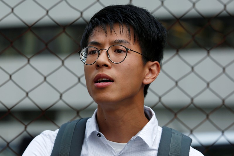 A leader of localist group Hong Kong Indigenous Ray Wong leaves a court in Hong Kong