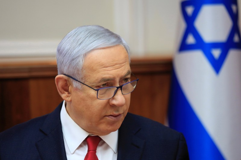 FILE PHOTO: Israeli Prime Minister Benjamin Netanyahu speaks during the weekly cabinet meeting at the Prime Minister's office in Jerusalem