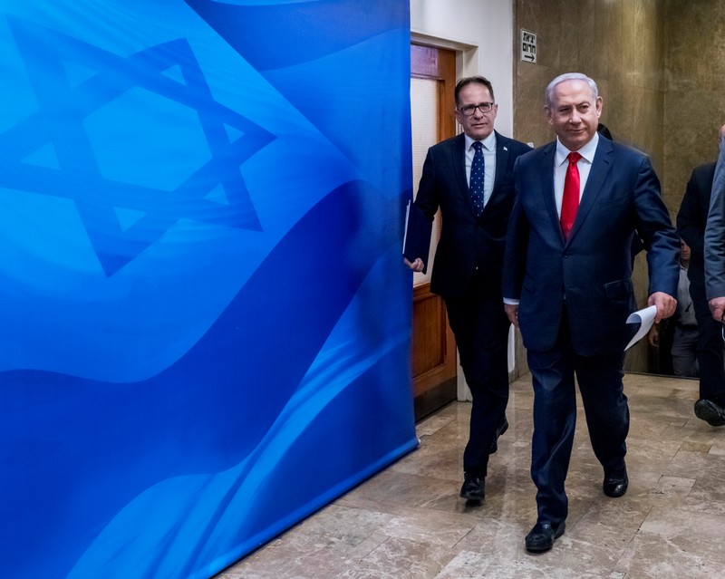 Israeli Prime Minister Benjamin Netanyahu arrives to chair the weekly cabinet meeting in Jerusalem