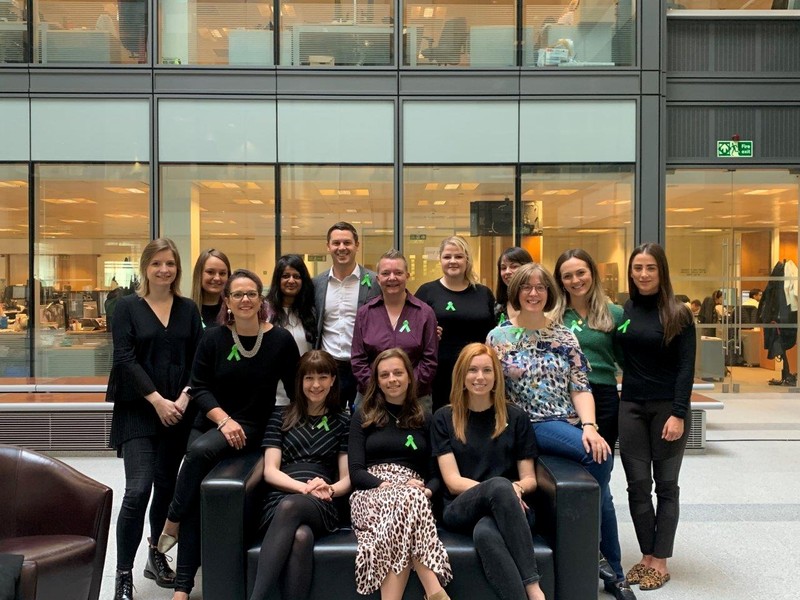 The first Mental Health First Aiders in the Goldman Sachs London office on Fleet Street are seen in London