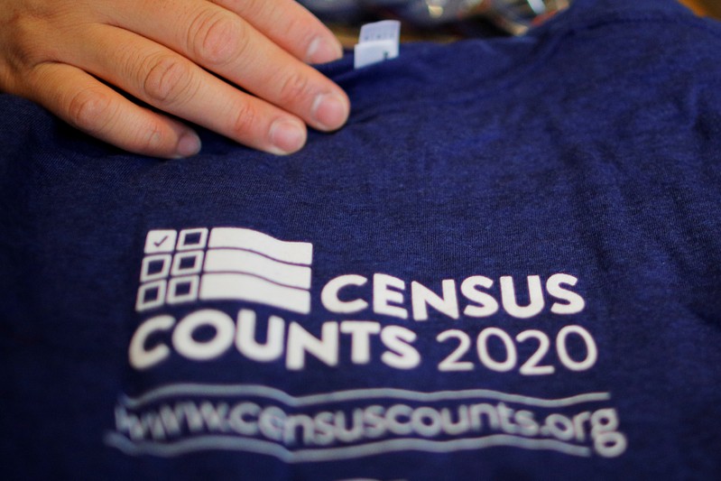 FILE PHOTO: T-shirts are displayed at a community activists and local government leaders event to mark the one-year-out launch of the 2020 Census efforts in Boston
