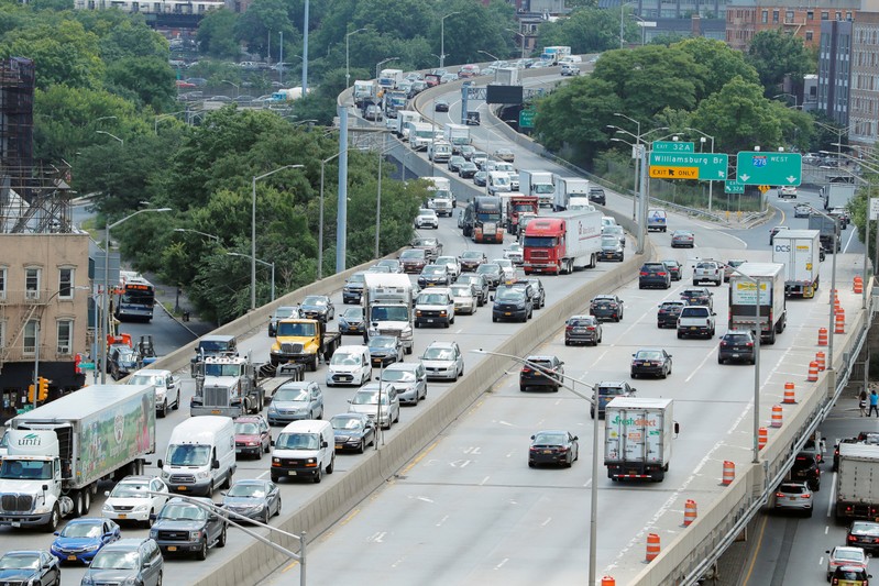 Traffic backs up on the Brooklyn Queens Expressway in New York