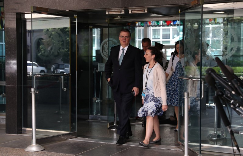 Mexico's Foreign Minister Ebrard speaks to reporters after U.S.-Mexico talks at State Department in Washington