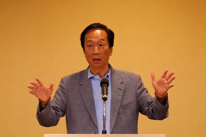 Foxconn Technology Group founder and chairman, Terry Gou, speaks during a news conference in Taipei