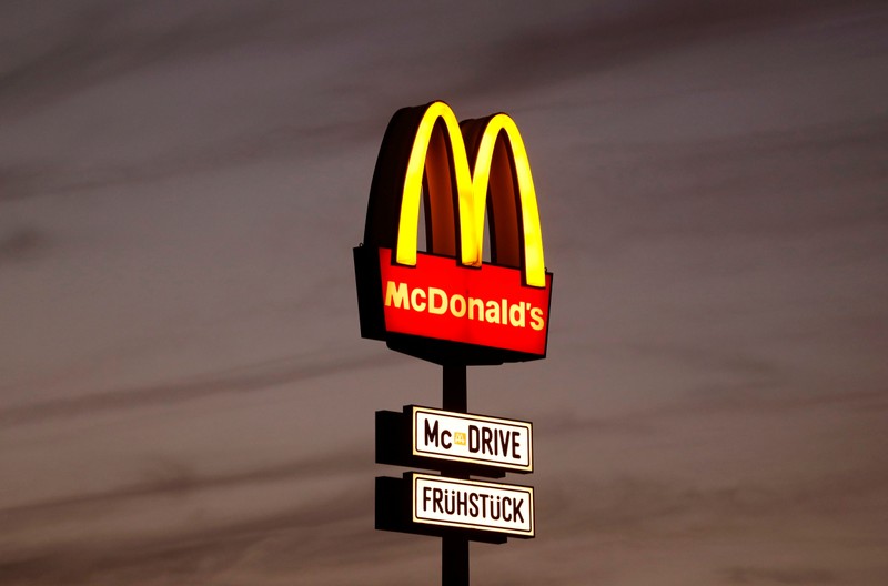 FILE PHOTO - A huge advertisement for a branch of fastfood giant McDonald's is seen on the outskirts of Berlin