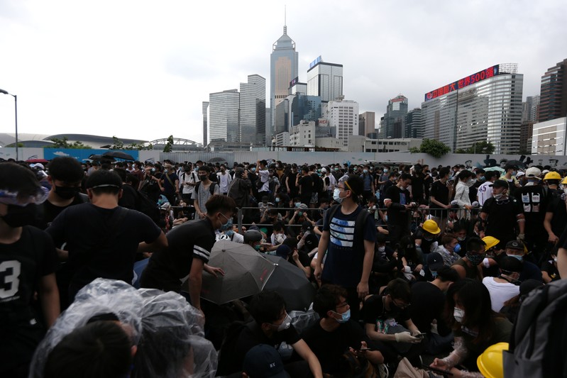 Protesters demonstrate against a proposed extradition bill in Hong Kong