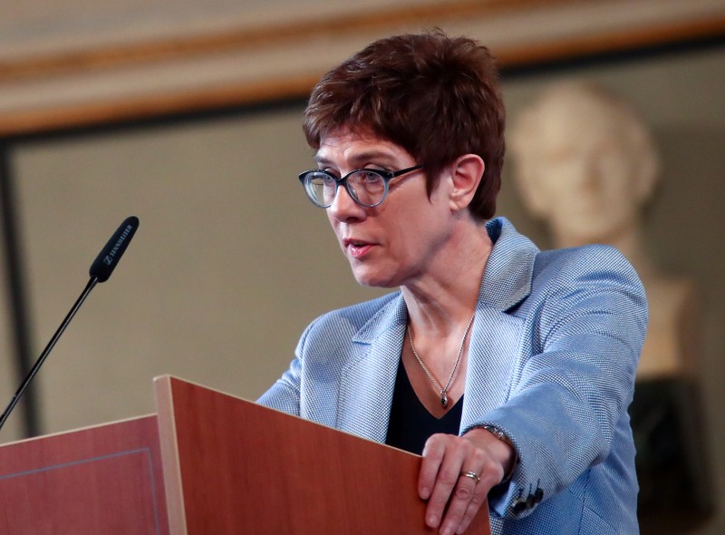 Kramp-Karrenbauer, chairwoman of Germany's Christian Democratic Union (CDU), delivers a speech at the German Institute for Economic Research (Ifo) in Munich