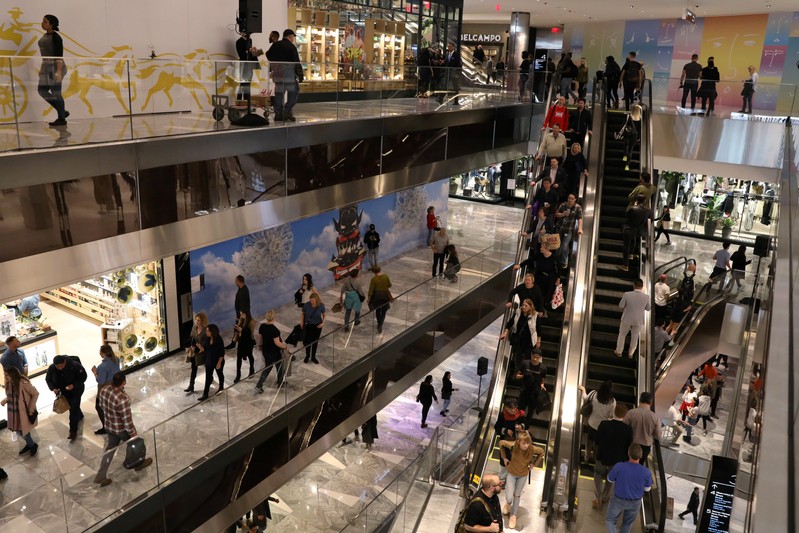 People tour The Shops during the grand opening of The Hudson Yards development in New York