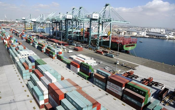Cargo containers are ready for transportation at the Port of Los Angeles