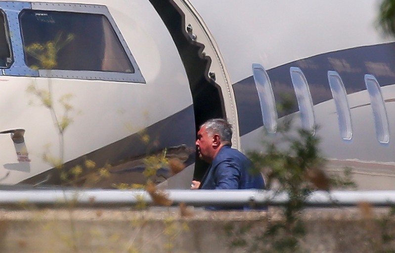 View shows a passenger, believed to be Chief Executive of Rosneft Igor Sechin, boarding a Rosneft-operated aircraft at Palma de Mallorca airport