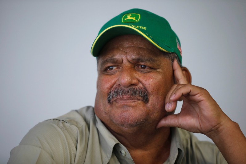 Otoniel Lima, mayor of La Nueva Concepcion, looks on during an interview with Reuters at La Nueva Concepcion