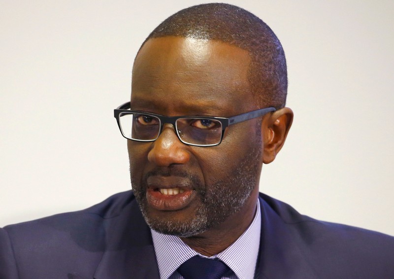 FILE PHOTO: CEO Thiam of Swiss bank Credit Suisse addresses the company's annual news conference in Zurich