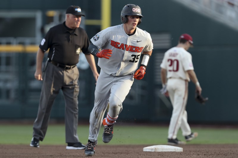 FILE PHOTO: NCAA Baseball: College World Series-Arkansas vs Oregon State