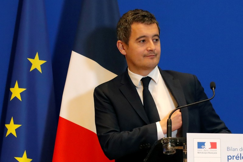 Gerald Darmanin, French Minister of Public Action and Accounts, attends a news conference on tax collection reform at Bercy Finance Ministry in Paris
