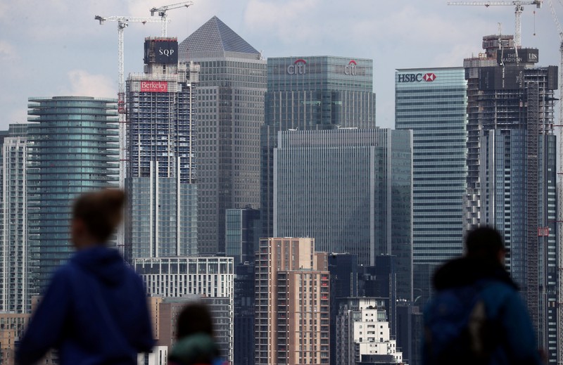 FILE PHOTO: The Canary Wharf financial district is seen from Greenwich Park in London