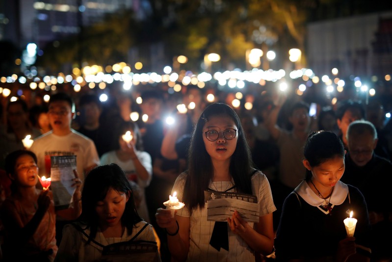 FILE PHOTO: 30th anniversary of the crackdown of Beijing's Tiananmen Square in 1989, in Hong Kong