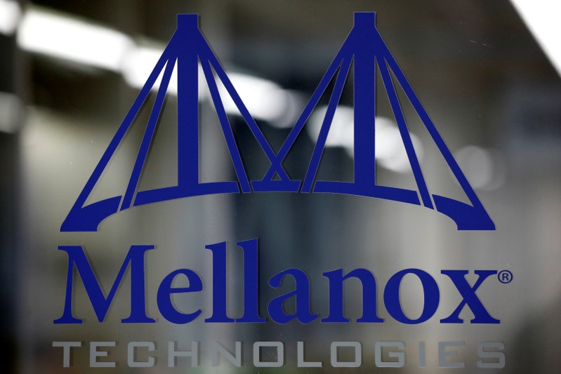 A logo of Mellanox Technologies is seen at their building in Yokneam