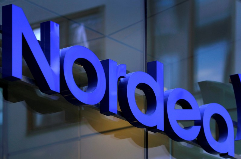 FILE PHOTO: Nordea bank logo is seen outside their corporate headquarters in Stockholm