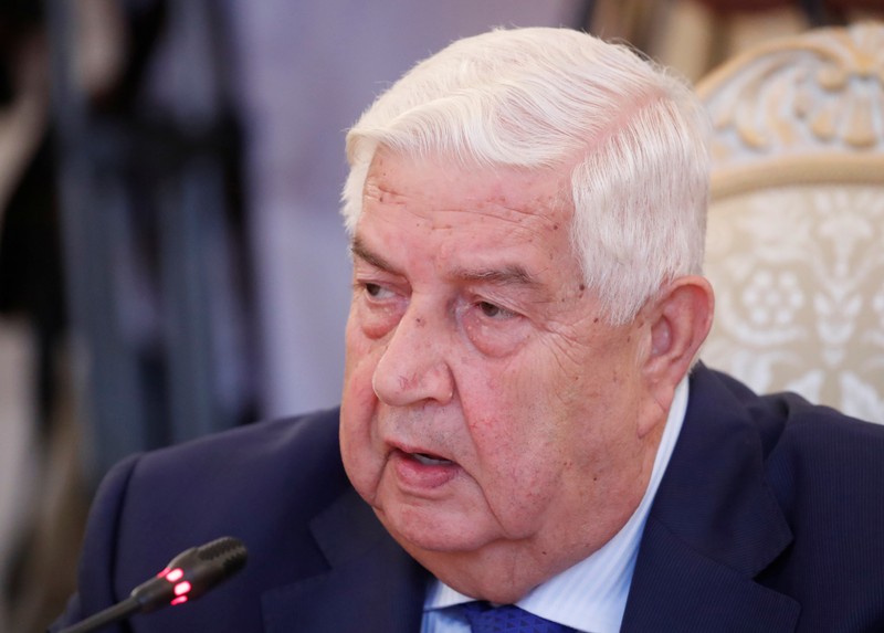 FILE PHOTO: Syrian Foreign Minister al-Moualem speaks during a meeting with Russian Foreign Minister Lavrov in Moscow