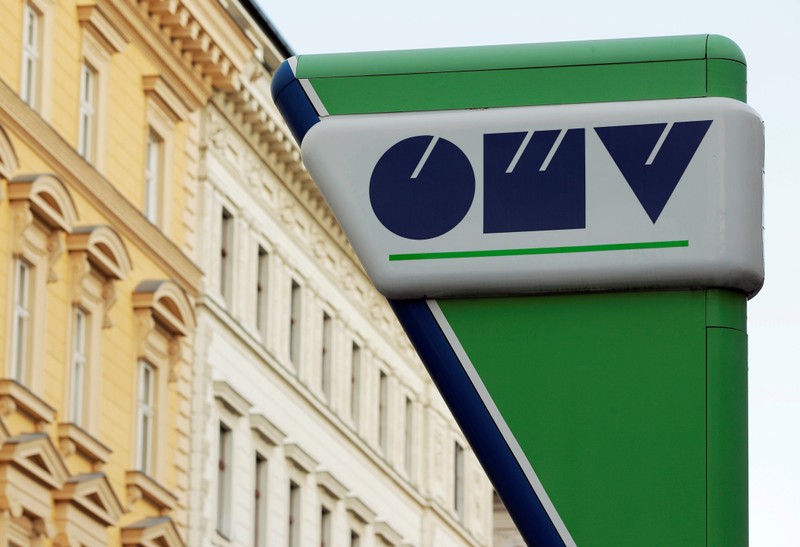 FILE PHOTO: The logo of Austrian oil and gas group OMV is seen at a gas station in Vienna
