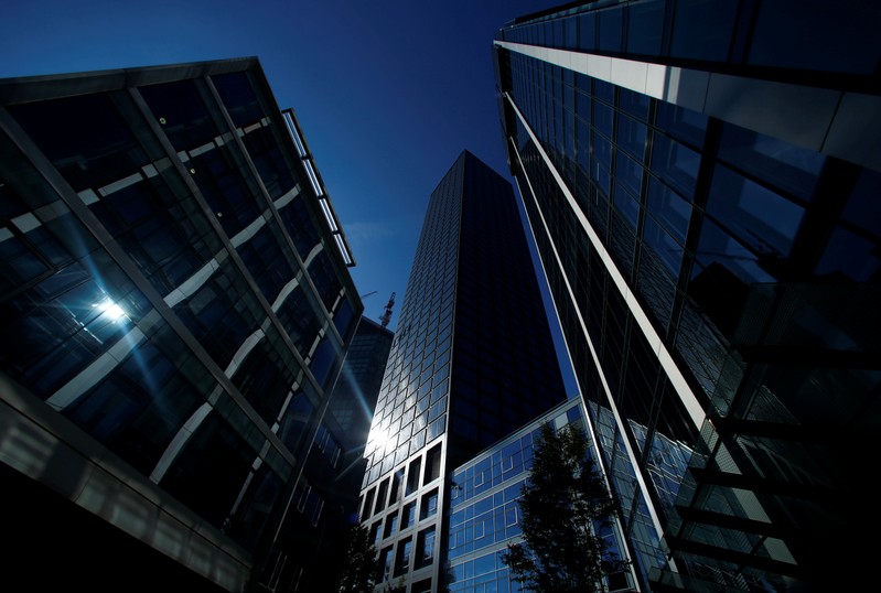 FILE PHOTO: Office buildings are pictured in the financial district of Frankfurt