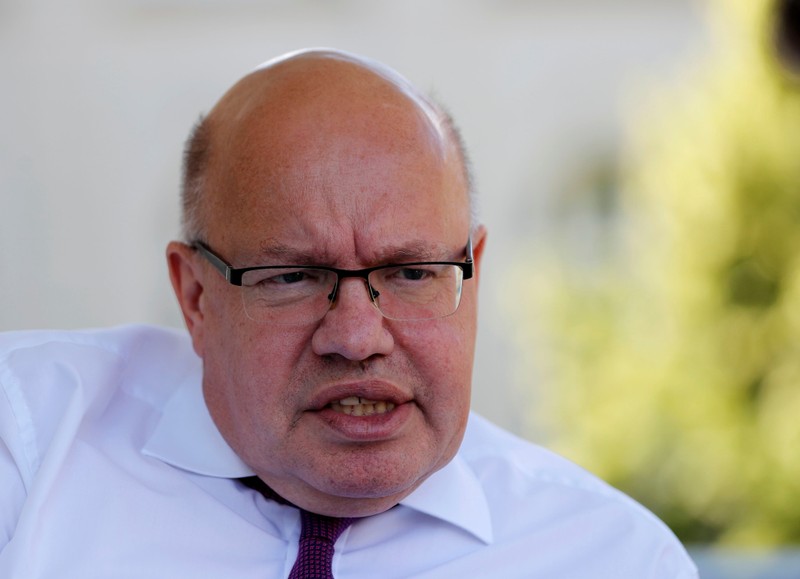 German Economy Minister Peter Altmaier is pictured during an interview with Reuters in his ministry building in Berlin