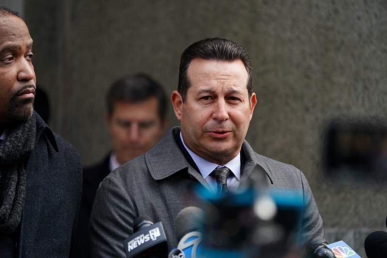 One of film producer Weinstein's new attorneys Baez speaks following a hearing at New York Supreme Court in the Manhattan borough of New York City