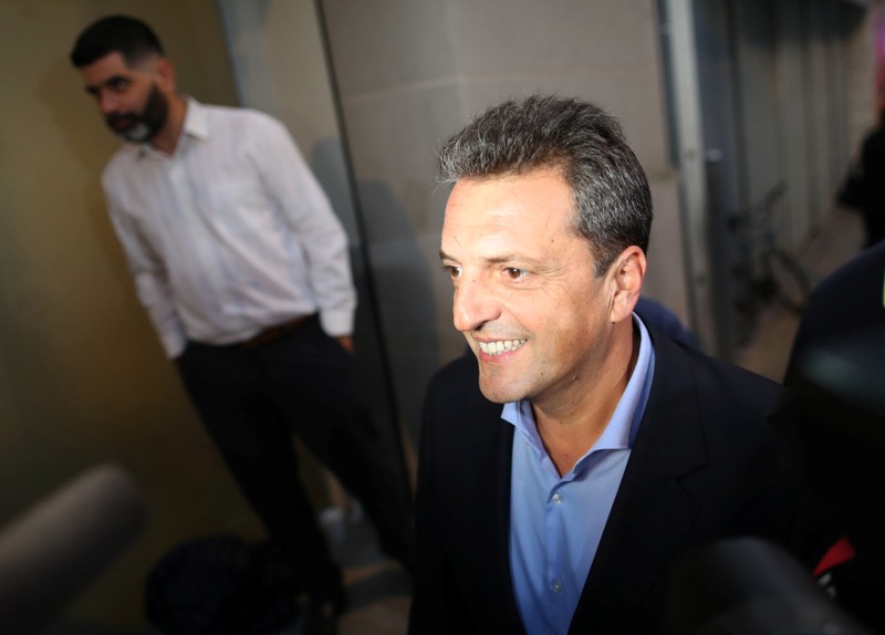 Argentine politician Sergio Massa arrives for a meeting with presidential candidate Alberto Fernandez in Buenos Aires