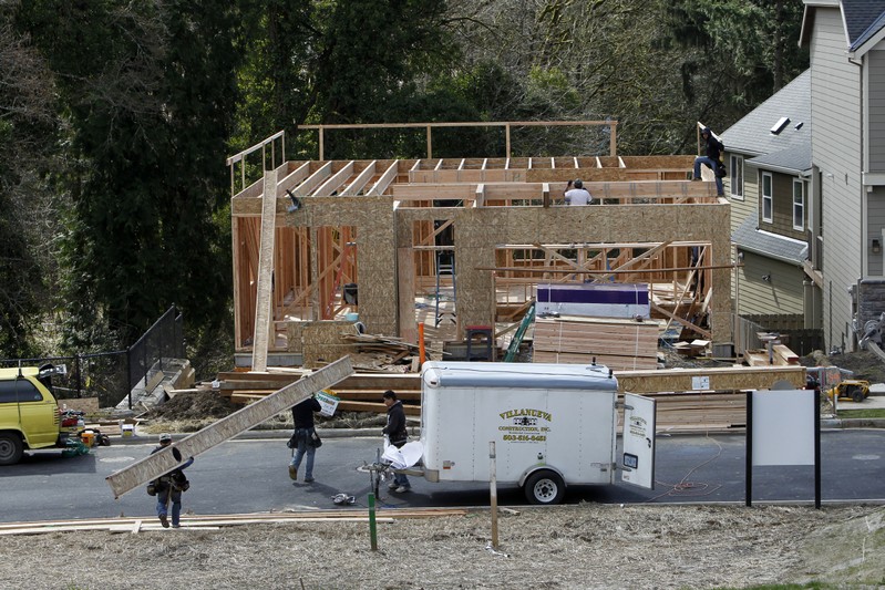 FILE PHOTO: Homes are seen under construction in the northwest area of Portland