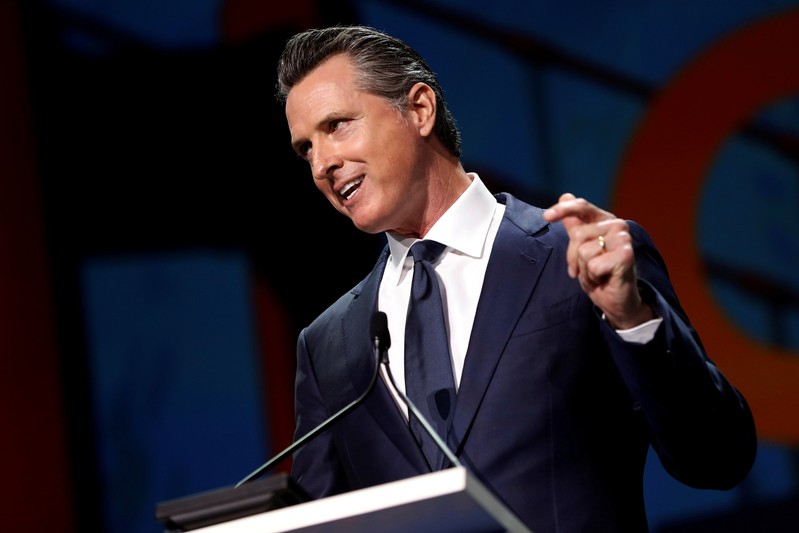 FILE PHOTO: California's Governor Gavin Newsom speaks during the California Democratic Convention in San Francisco