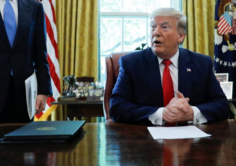 U.S. President Trump announces new sanctions on Iran in the Oval Office at the White House in Washington