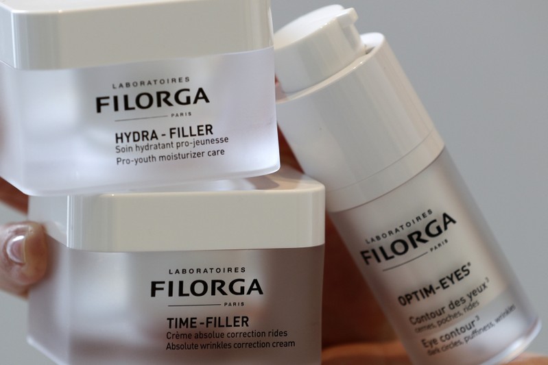 FILE PHOTO - Anti-ageing cosmetics by French Laboratoires Filorga are displayed at the company's showroom in Paris