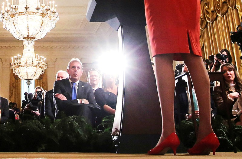 FILE PHOTO: Britain's ambassador to U.S. Darroch listens during Trump-May joint news conference at the White House in Washington
