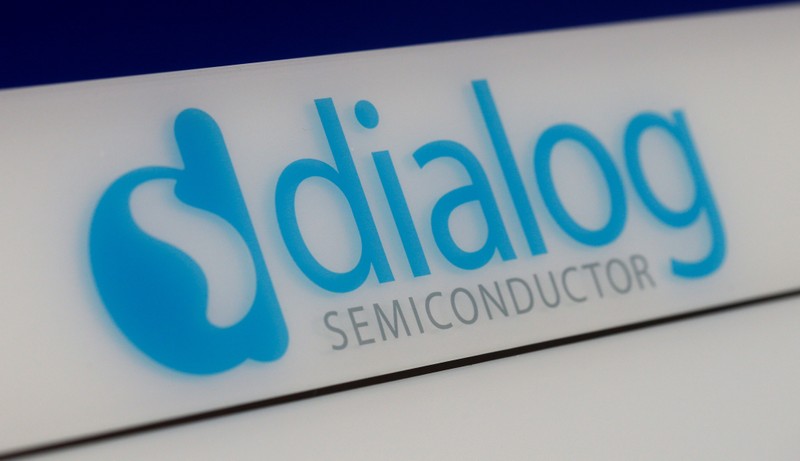 FILE PHOTO: Dialog semiconductor logo is pictured at company building in Germering
