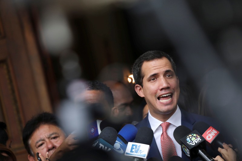 Venezuelan opposition leader Juan Guaido takes part in a session of Venezuela’s National Assembly in Caracas