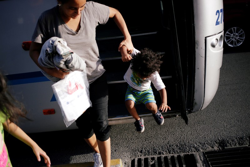 Central American migrants returned from the U.S. to Nuevo Laredo in Mexico under the Migrant Protection Protocol to wait for their court hearing for asylum seekers are seen arriving to Monterrey