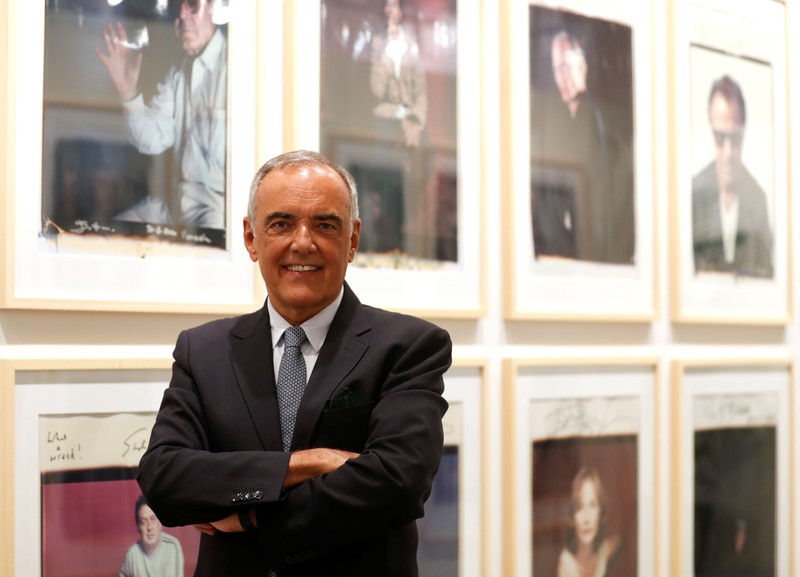 Director of the Venice Film Festival, Alberto Barbera, poses in front of an exhibition on the history of Venice Film Festival at Hotel des Bains at the 76th Venice Film Festival, in Venice