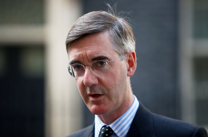 Britain's Lord President of the Council and Leader of the House of Commons Jacob Rees-Mogg is seen outside Downing Street in London