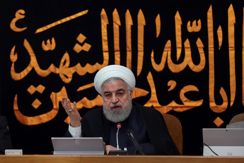Iranian President Hassan Rouhani speaks during the cabinet meeting in Tehran