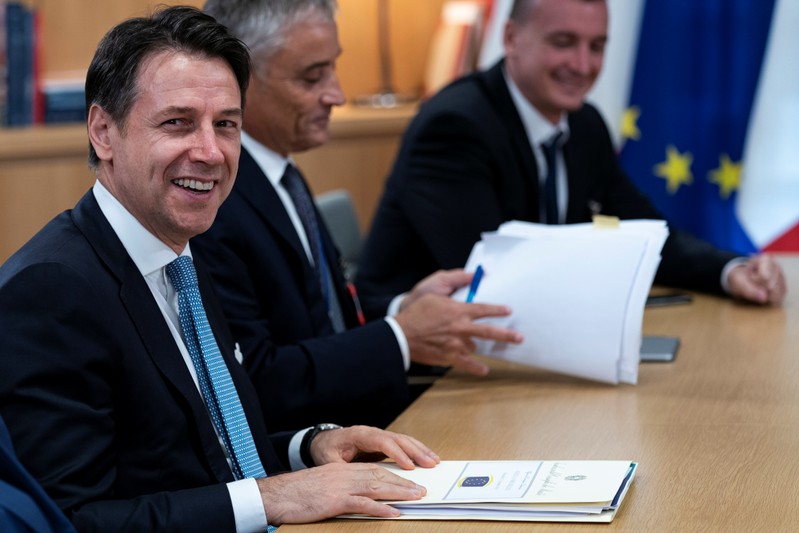 Italian Prime Minister Giuseppe Conte attends a meeting with the European Council President Donald Tusk in Brussels