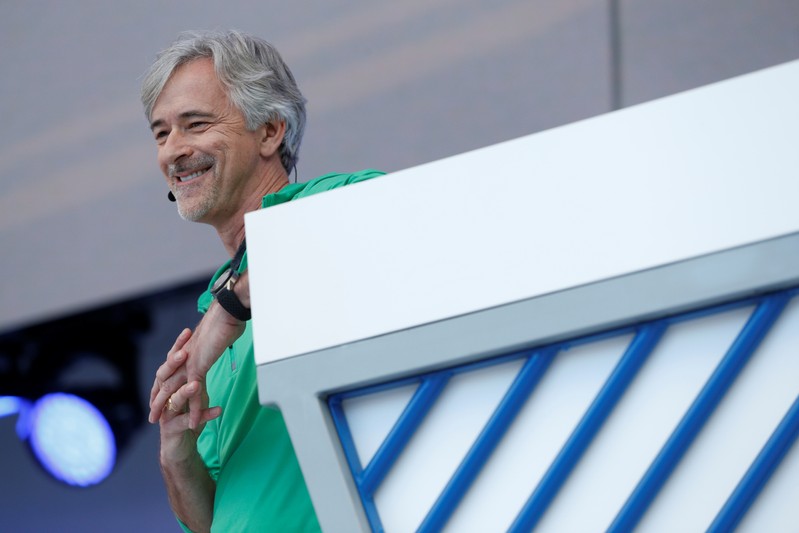 Waymo CEO John Krafcik speaks on stage during the annual Google I/O developers conference in Mountain View