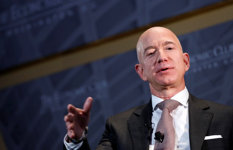 Jeff Bezos, president and CEO of Amazon and owner of The Washington Post, speaks at the Economic Club of Washington DC's