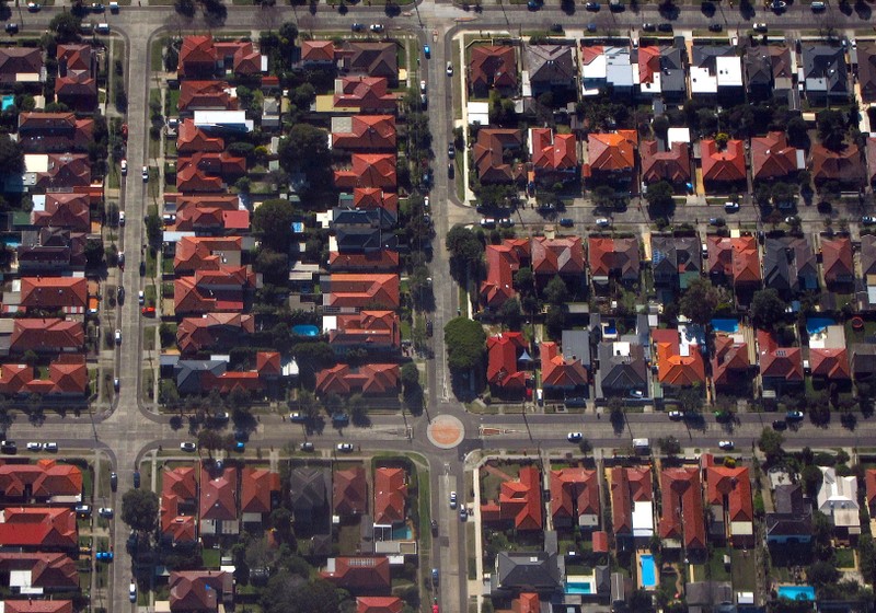 FILE PHOTO: Houses located in the Sydney suburb of Coogee can be seen in this aerial picture in Australia
