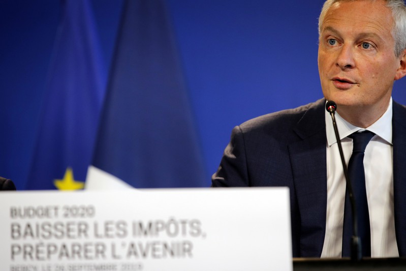 FILE PHOTO: French Finance Minister Bruno Le Maire attends a news conference on 2020 budget in Paris